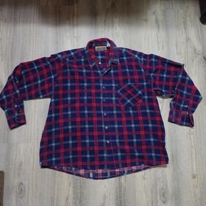 Vintage Big Creek Flannel Shirt Adult XL Coulorful Button Plaid Long Sleeve Mens